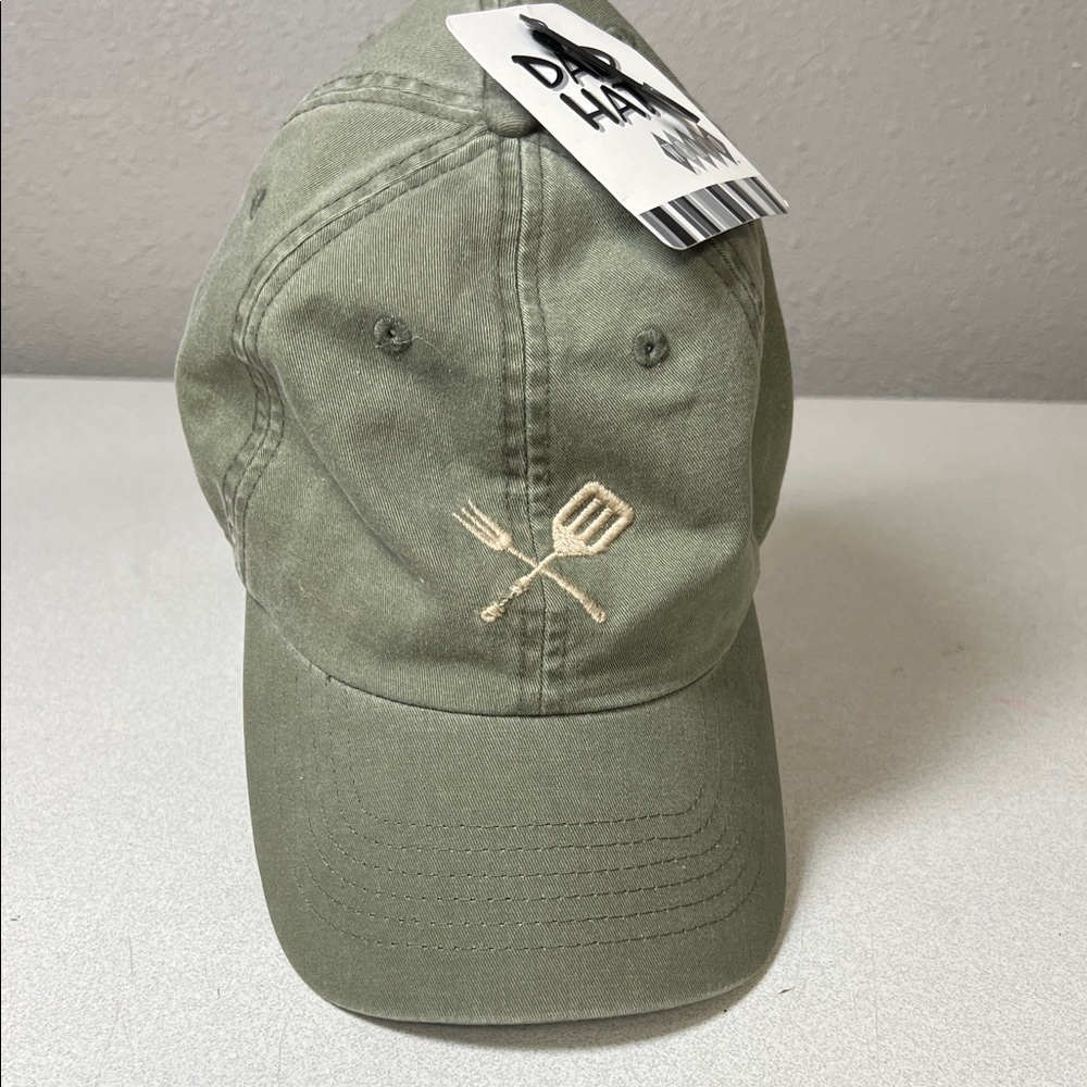 Olive Green Baseball Cap with Fork & Spatula Embroidery